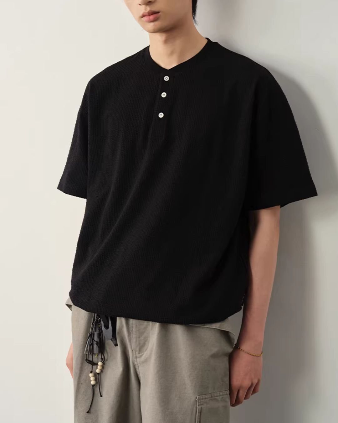 【10日以内お届け】Thermal Henley Neck T-shirt　ST182