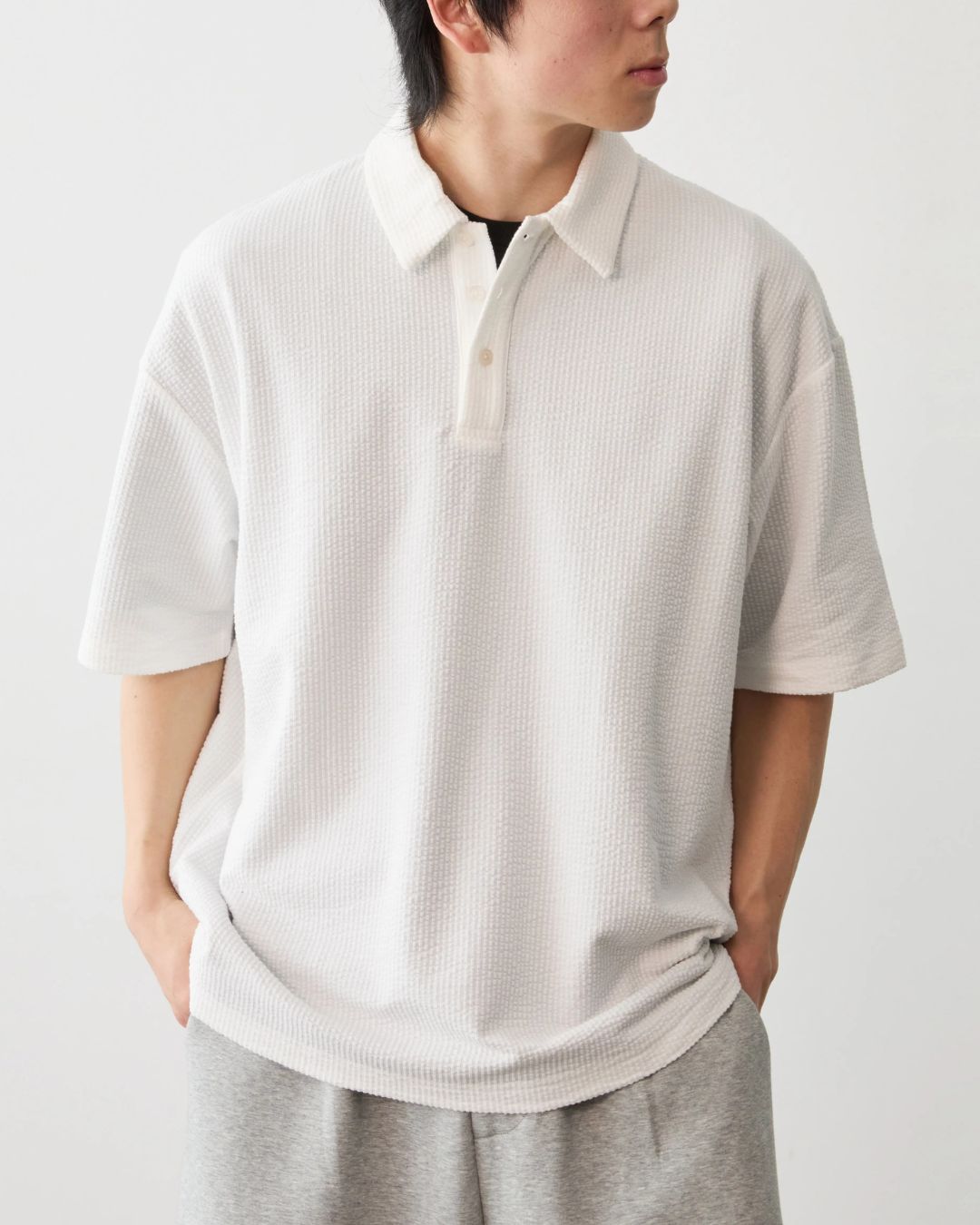 Comfortable Waffle Polo Shirt　SS087