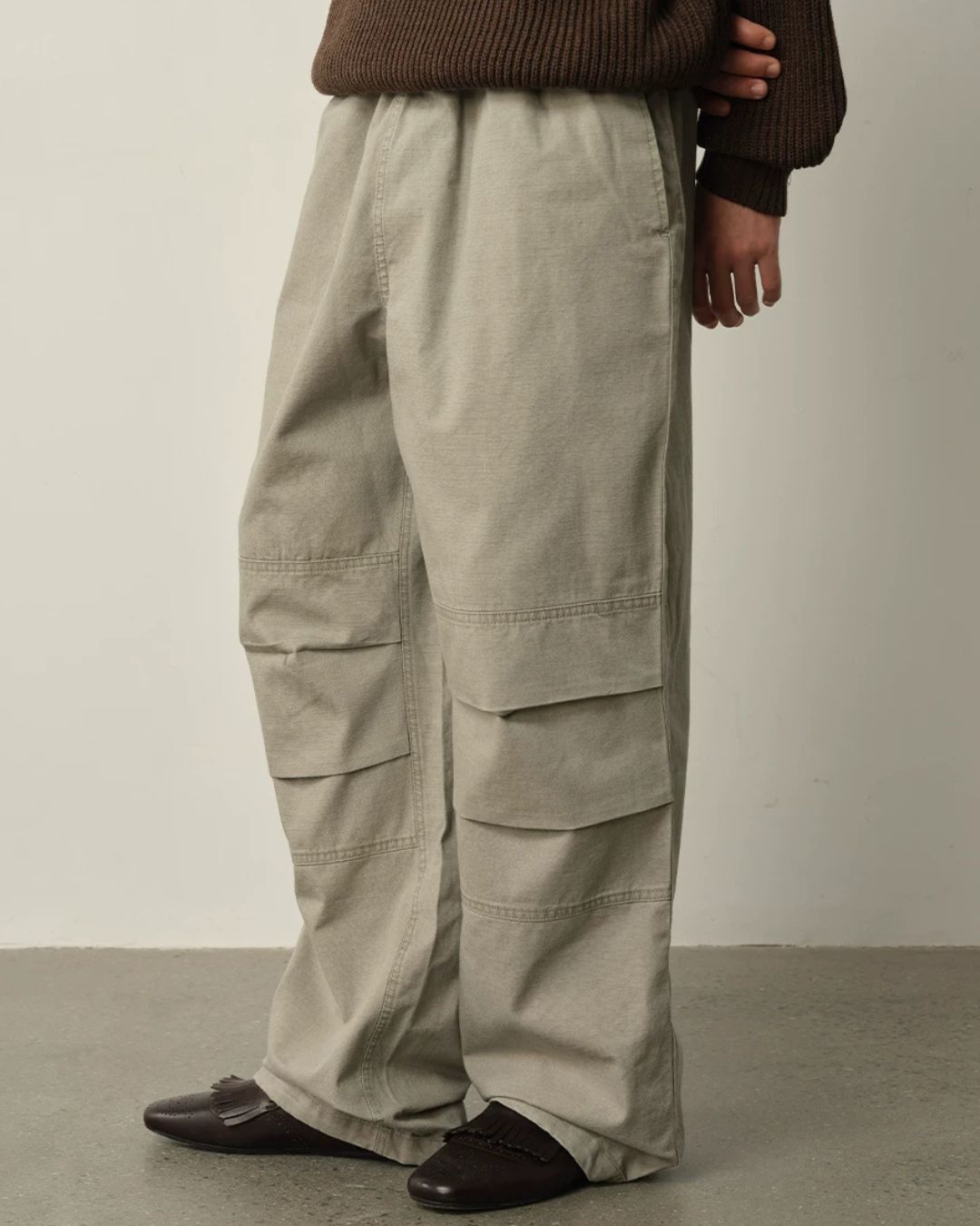 Washed Panel Wide Pants　WP126