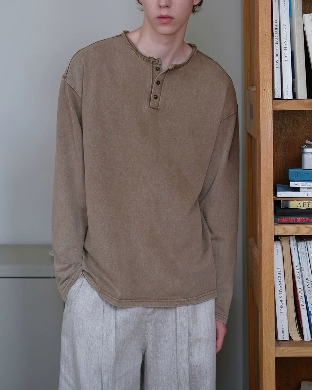 Washed Henley T-Shirt　LT093