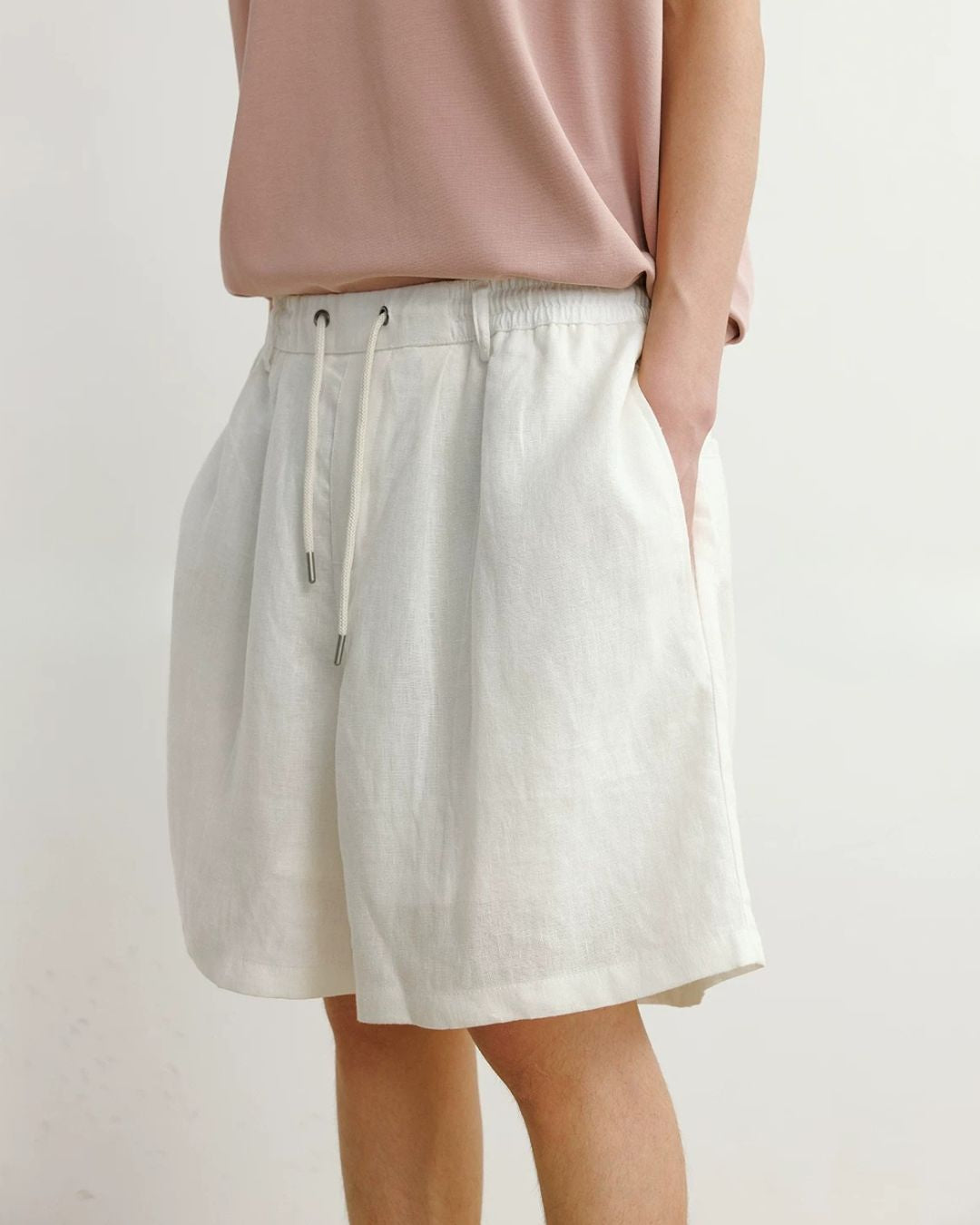 Natural Linen Drawstring Shorts　SP074