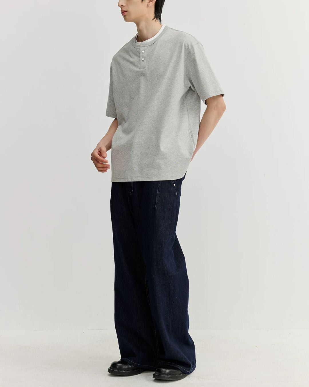Relaxed Dry Henley Neck T-Shirt　ST222