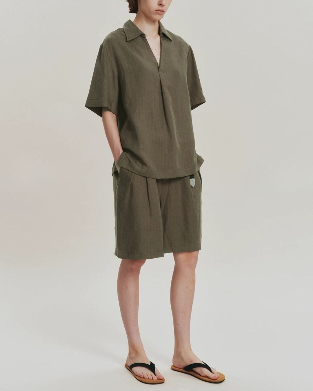 Linen Relaxed Skipper Shirt　SS095