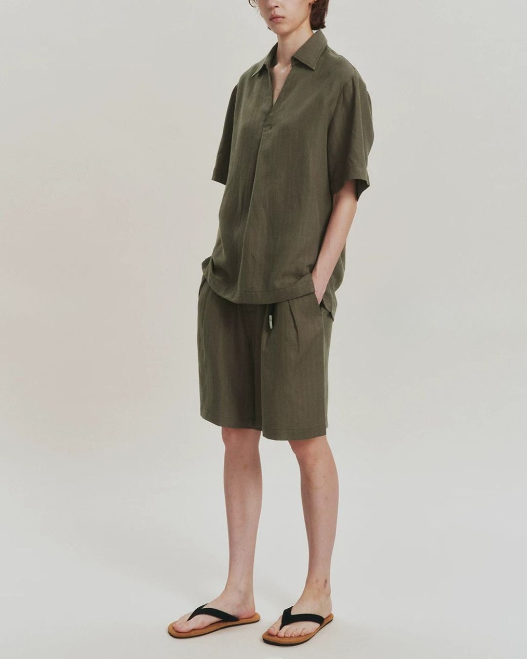 Linen Relaxed Skipper Shirt　SS095