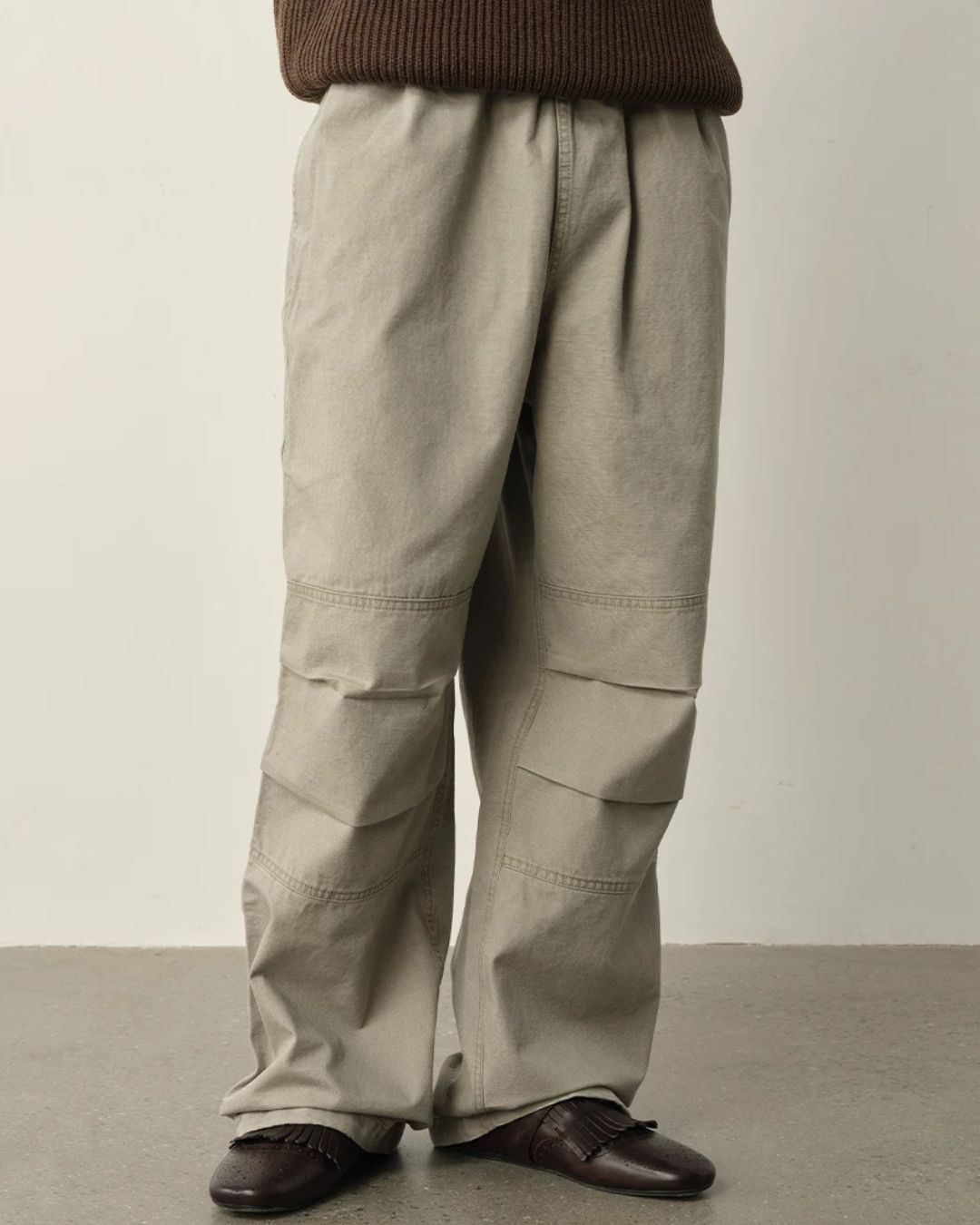 Washed Panel Wide Pants　WP126