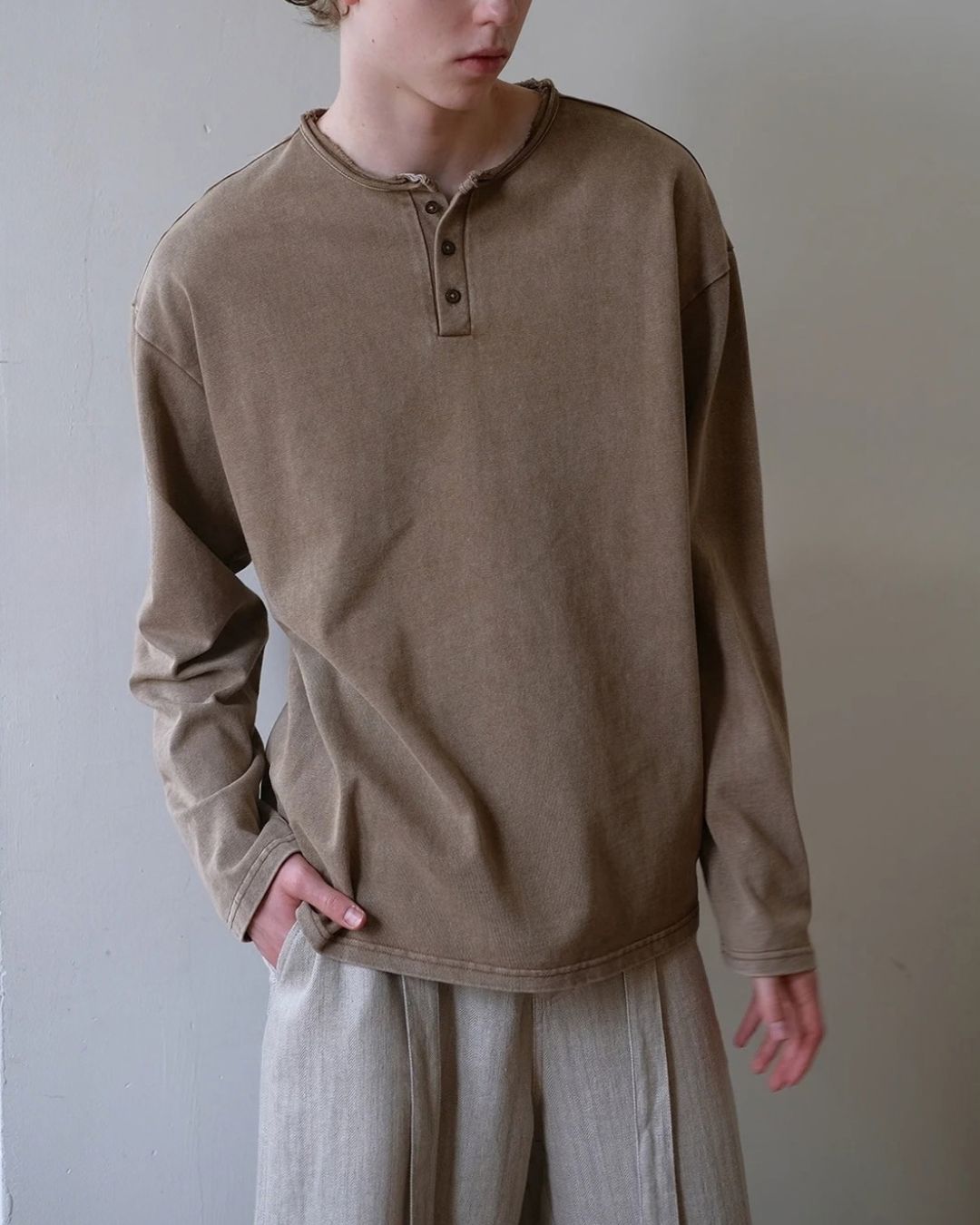 Washed Henley T-Shirt　LT093