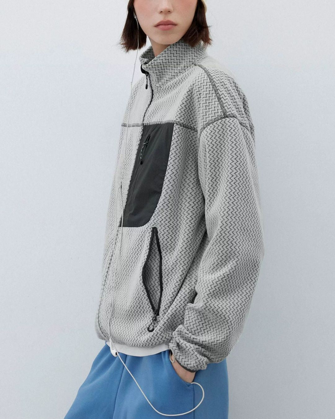 Wave Textured Fleece Jacket　JK266