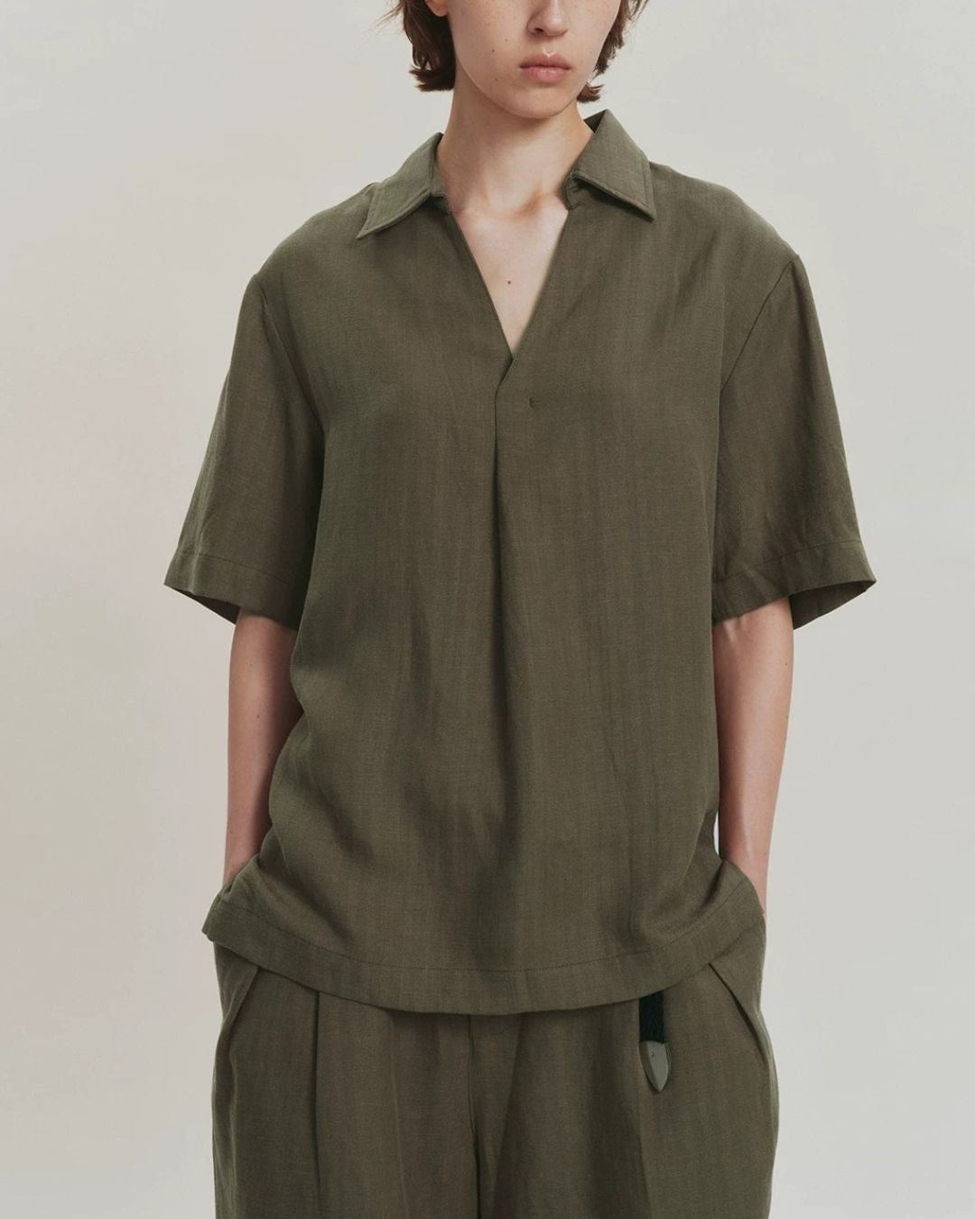 Linen Relaxed Skipper Shirt　SS095