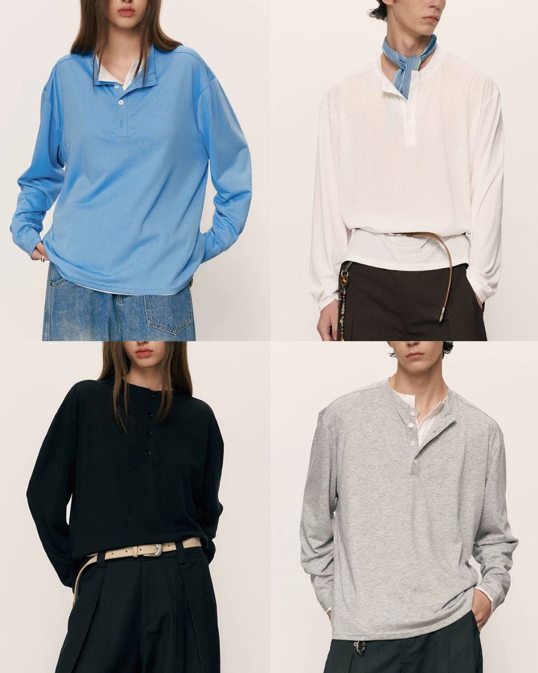 Relaxed Slub Henley T-Shirt　LT089