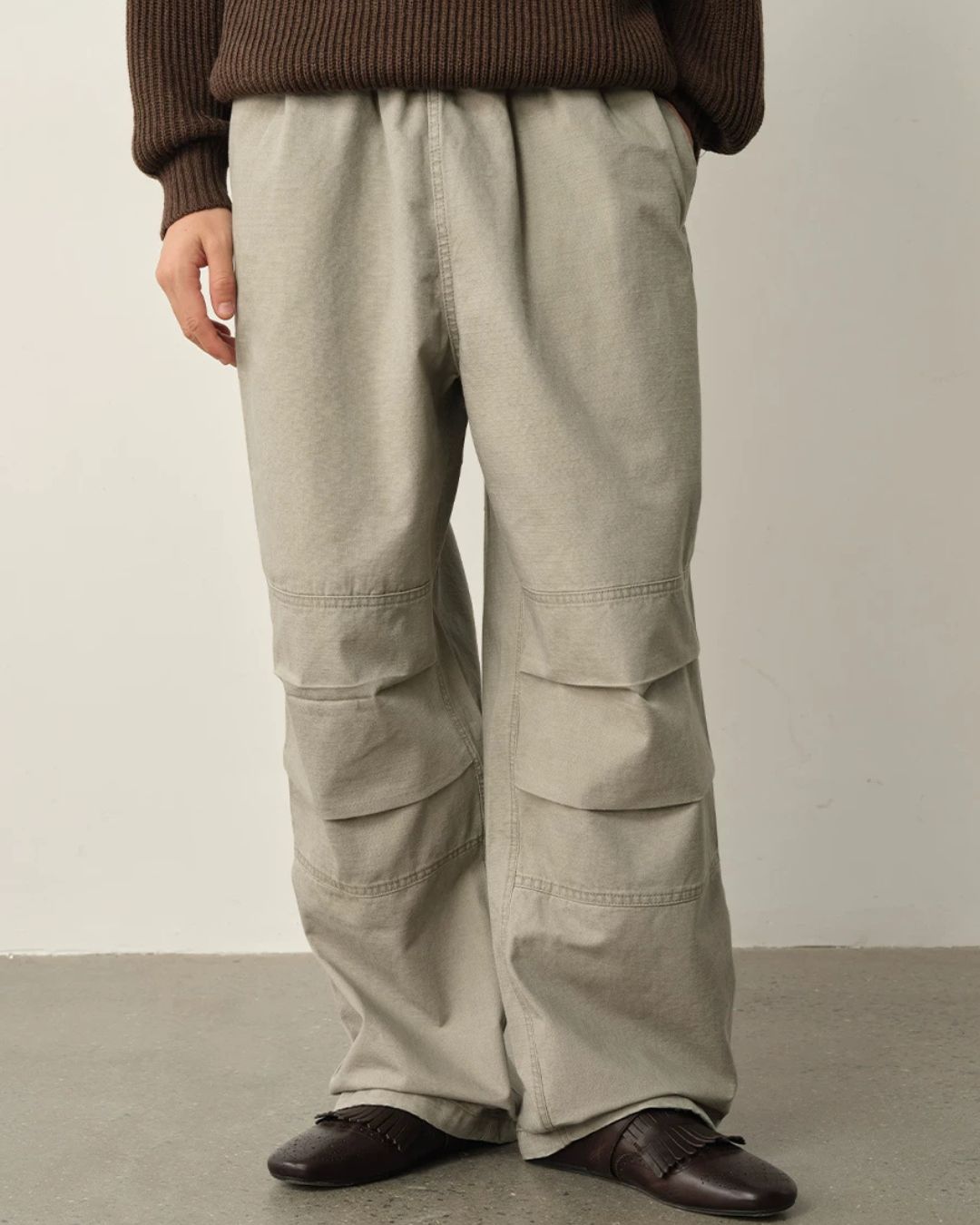 Washed Panel Wide Pants　WP126
