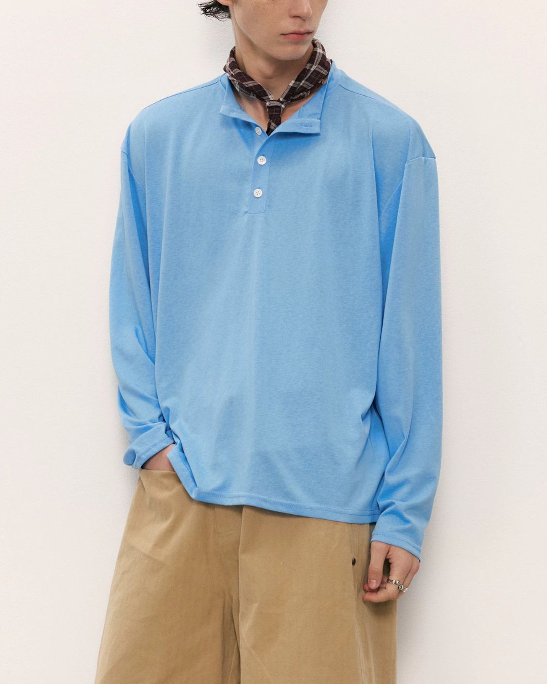 Relaxed Slub Henley T-Shirt　LT089