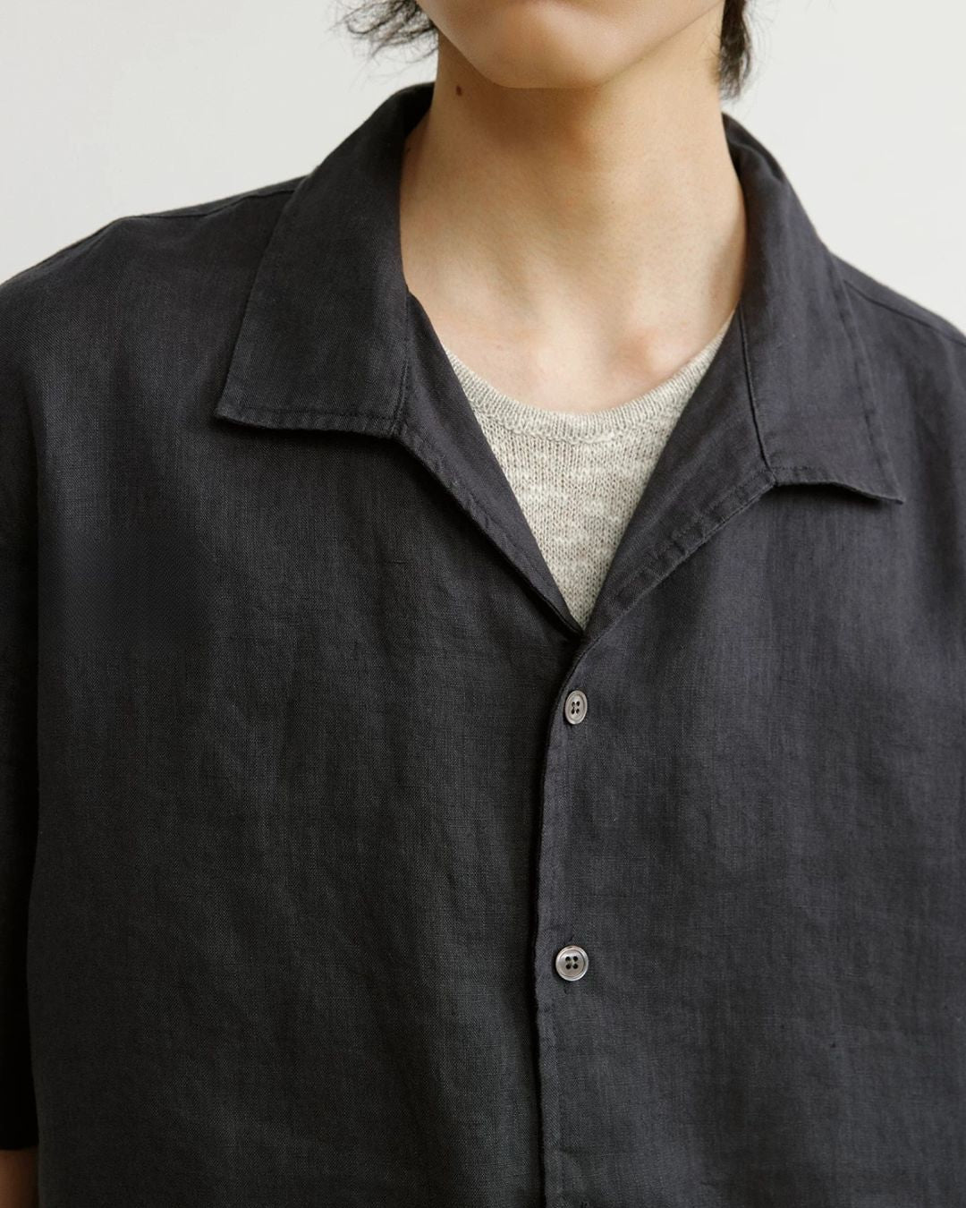 Natural Linen Open-collar Shirt　SS089