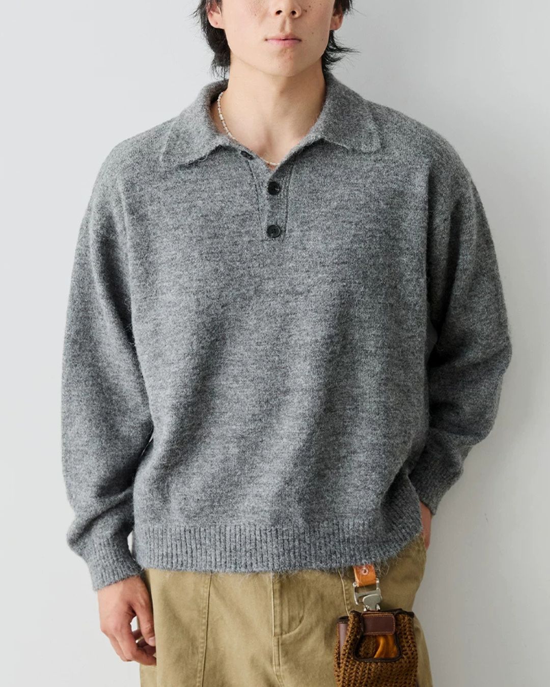 Alpaca Blend Polo Knit　KN058