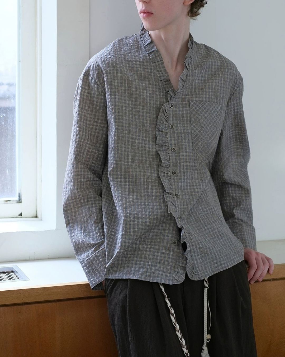Ruffle Check Shirt　LS114