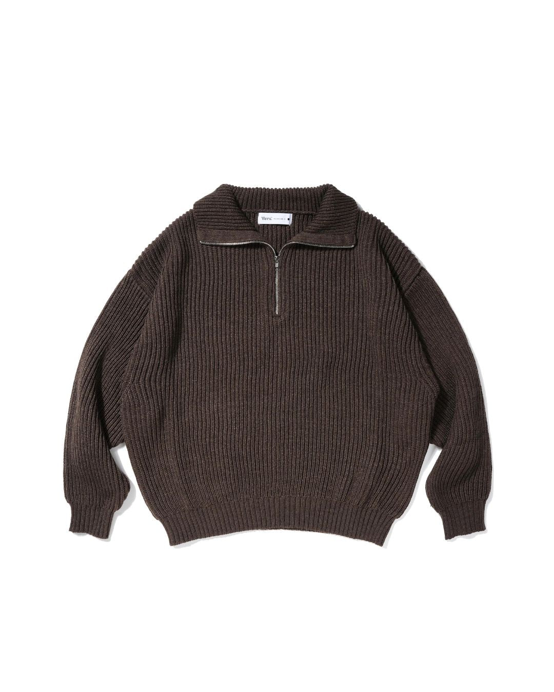 Wool Blend Ribbed Half Zip Knit　KN054
