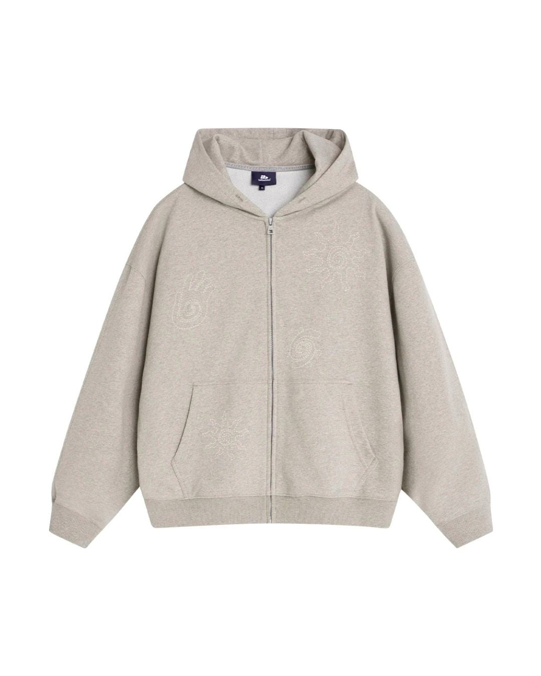 Tonal Embroidery Zip Hoodie　HD081