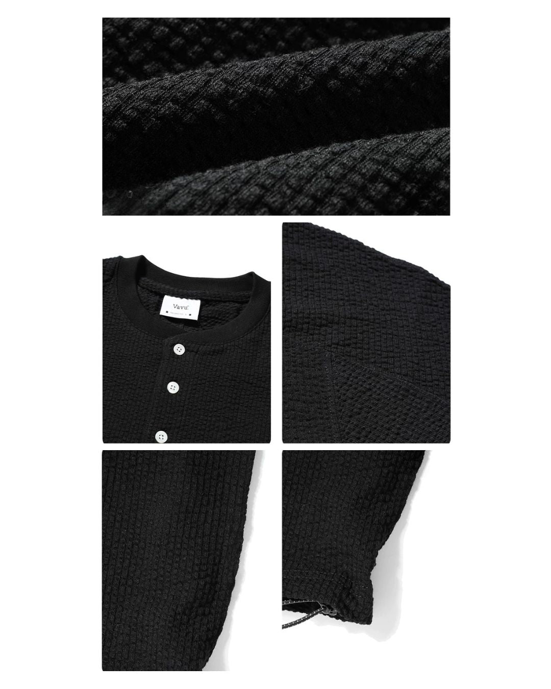 Waffle Henley Long-Sleeve T-Shirt　LT085