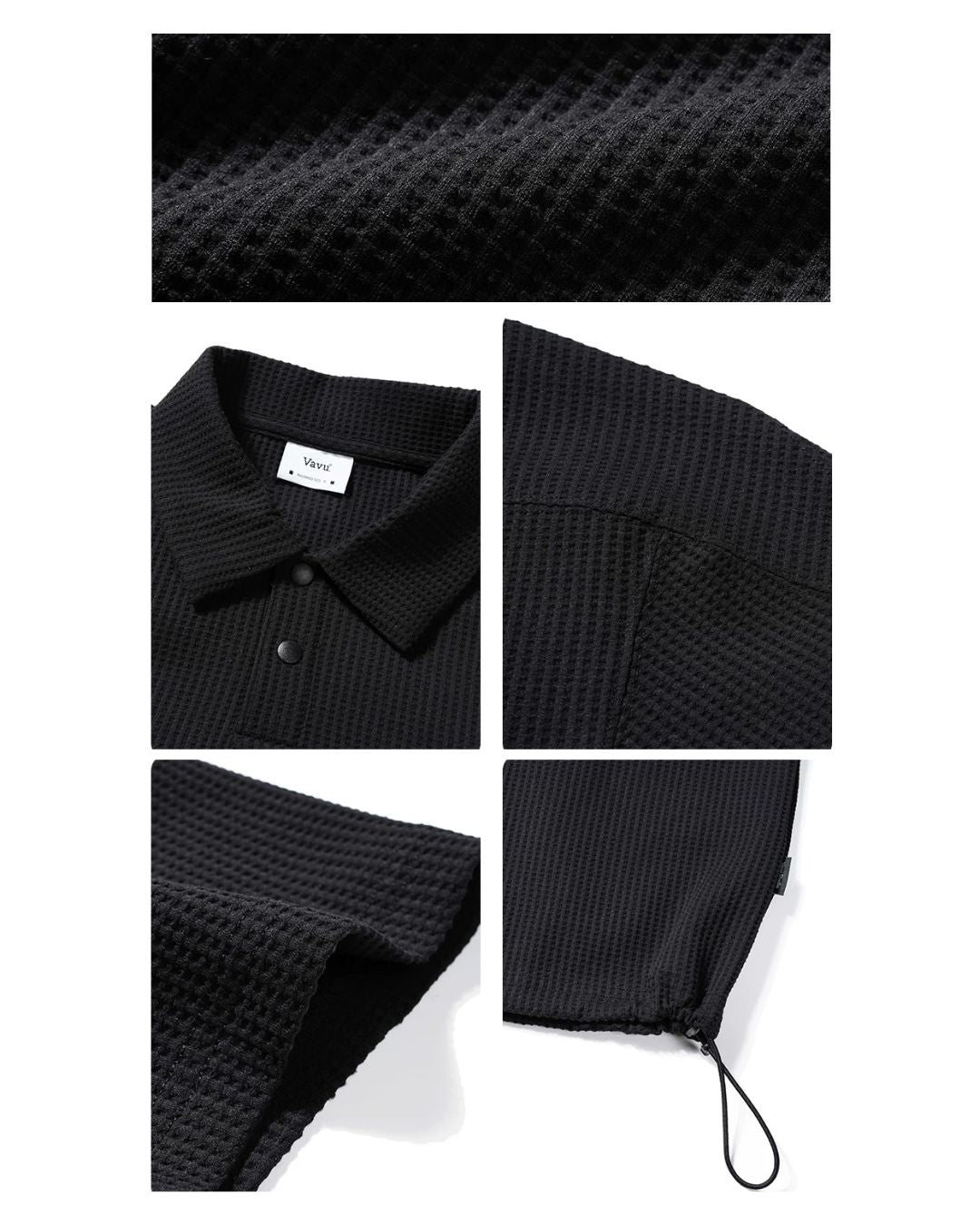 Drawstring Waffle Polo Shirt　SS082