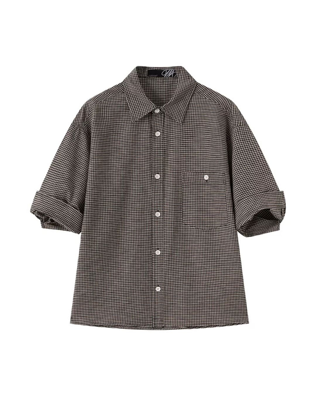 Roll-Cuff Houndstooth Shirt　SS092