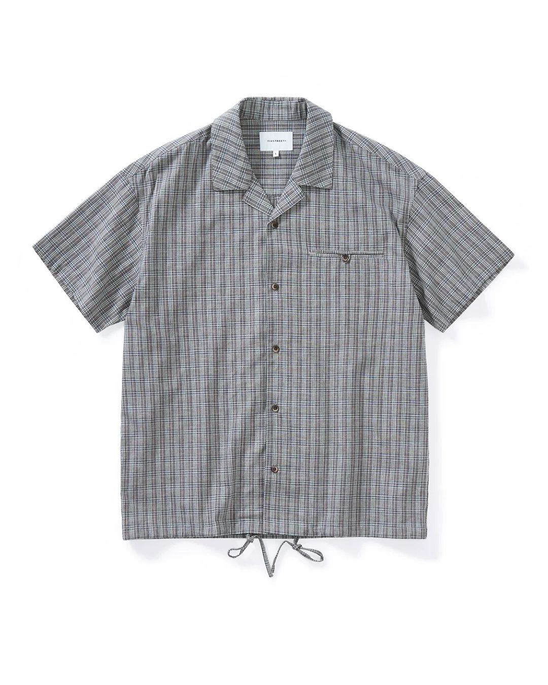Open Collar Linen Check Shirt　SS083