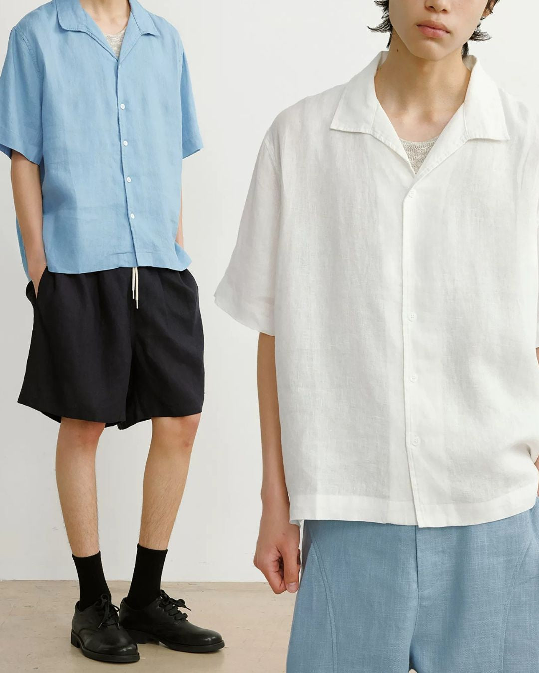 Natural Linen Open-collar Shirt　SS089