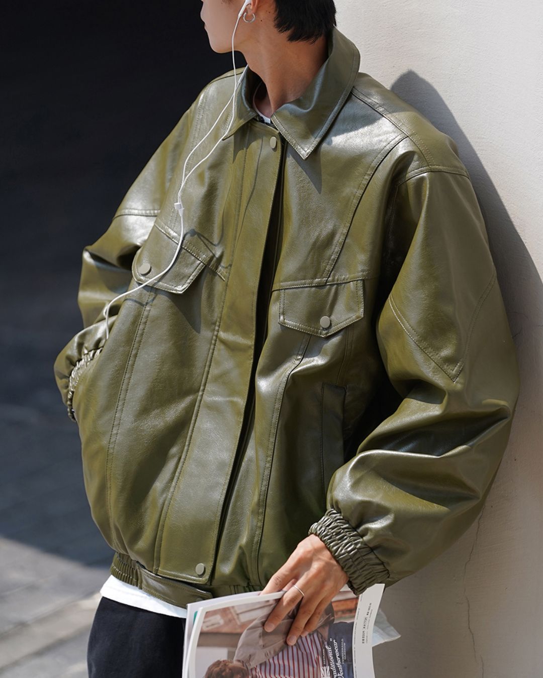 Oversize PU Leather Jacket　JK057