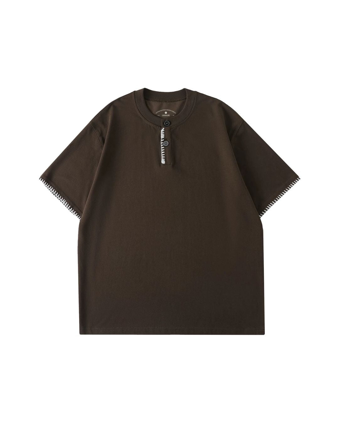 Stitched Henley Neck T-Shirt　ST198