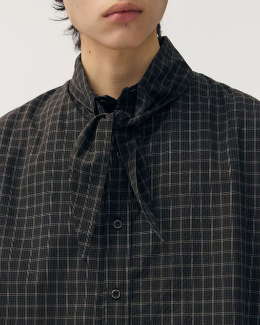 Tie-collar Retro Check Shirt　SS085