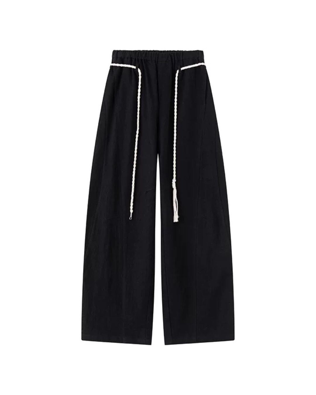 Tassel-Tie Curved Linen Pants　WP111