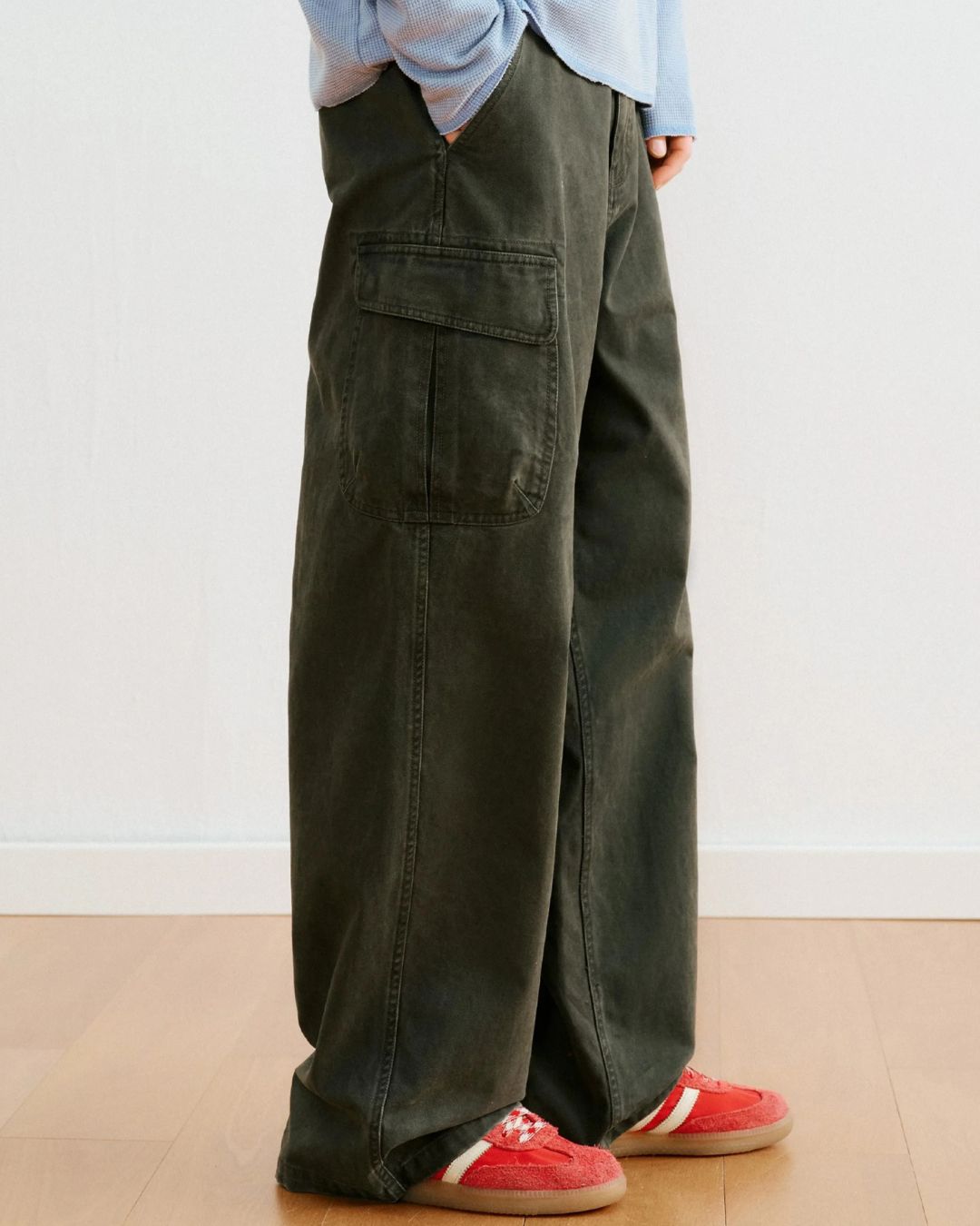 Washed Cargo Wide Pants　CP063
