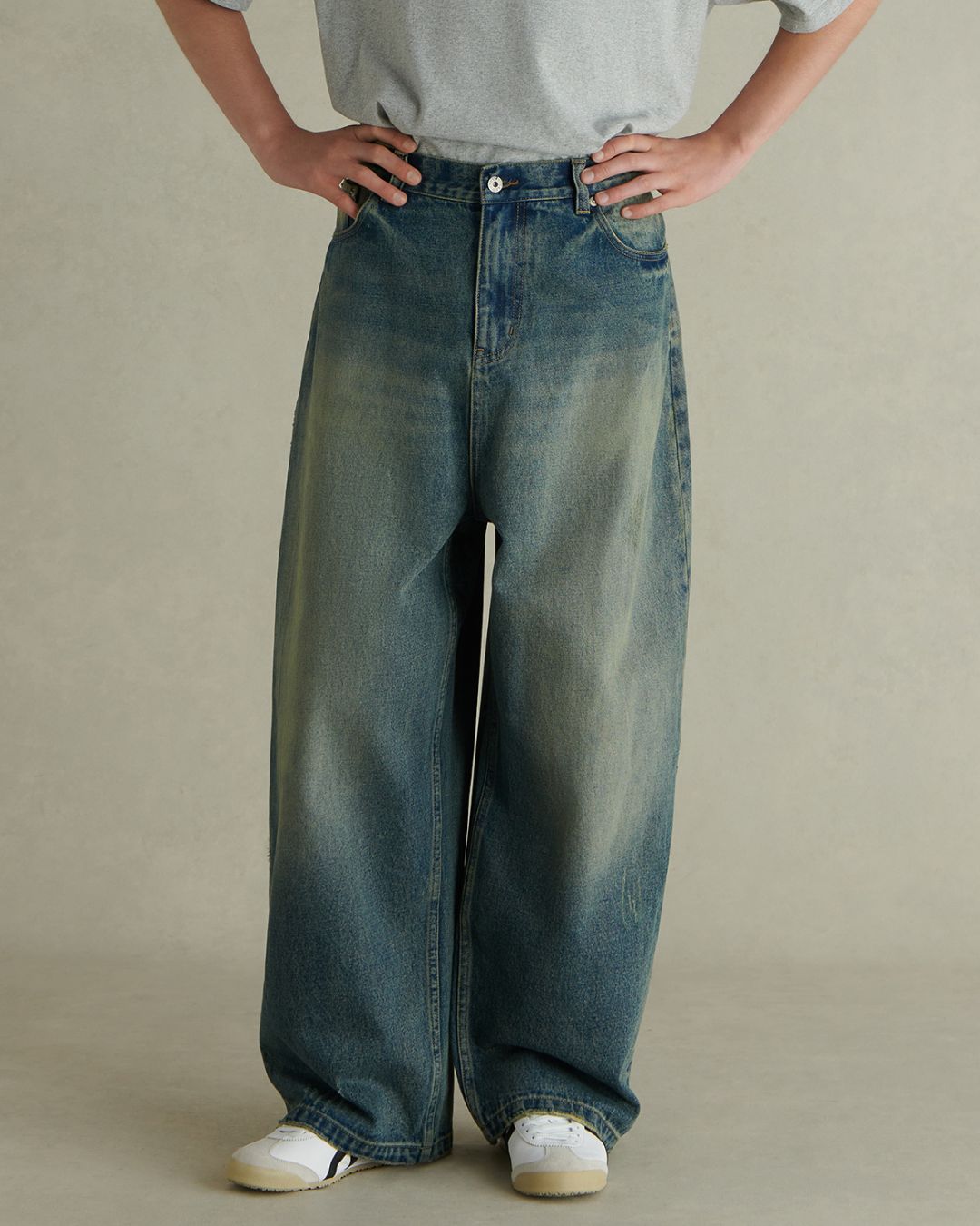 Washed Wide Denim Pants　DP047