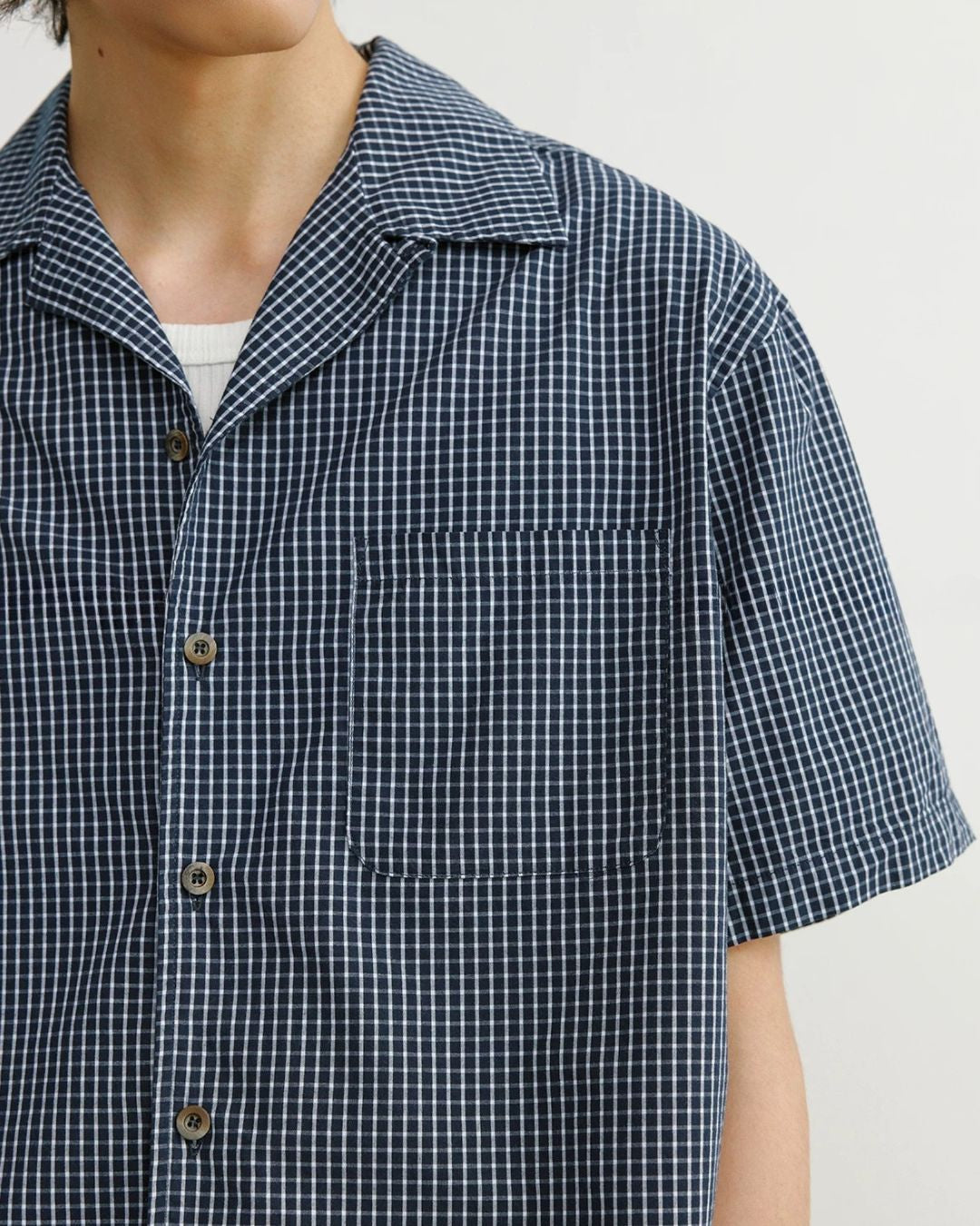 Gingham Check Open-Collar Shirt　SS090