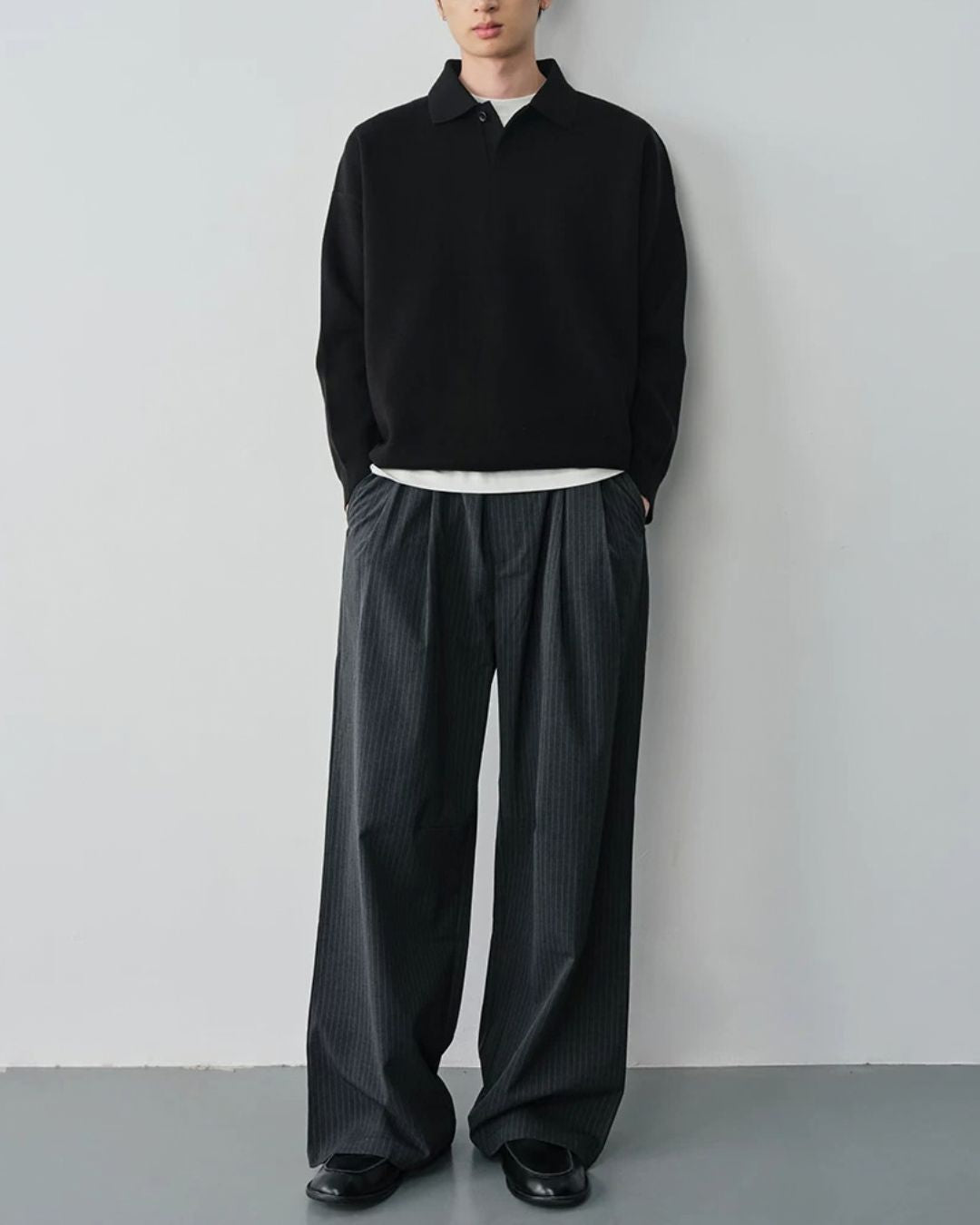 Pinstripe Wide Slacks　SL005