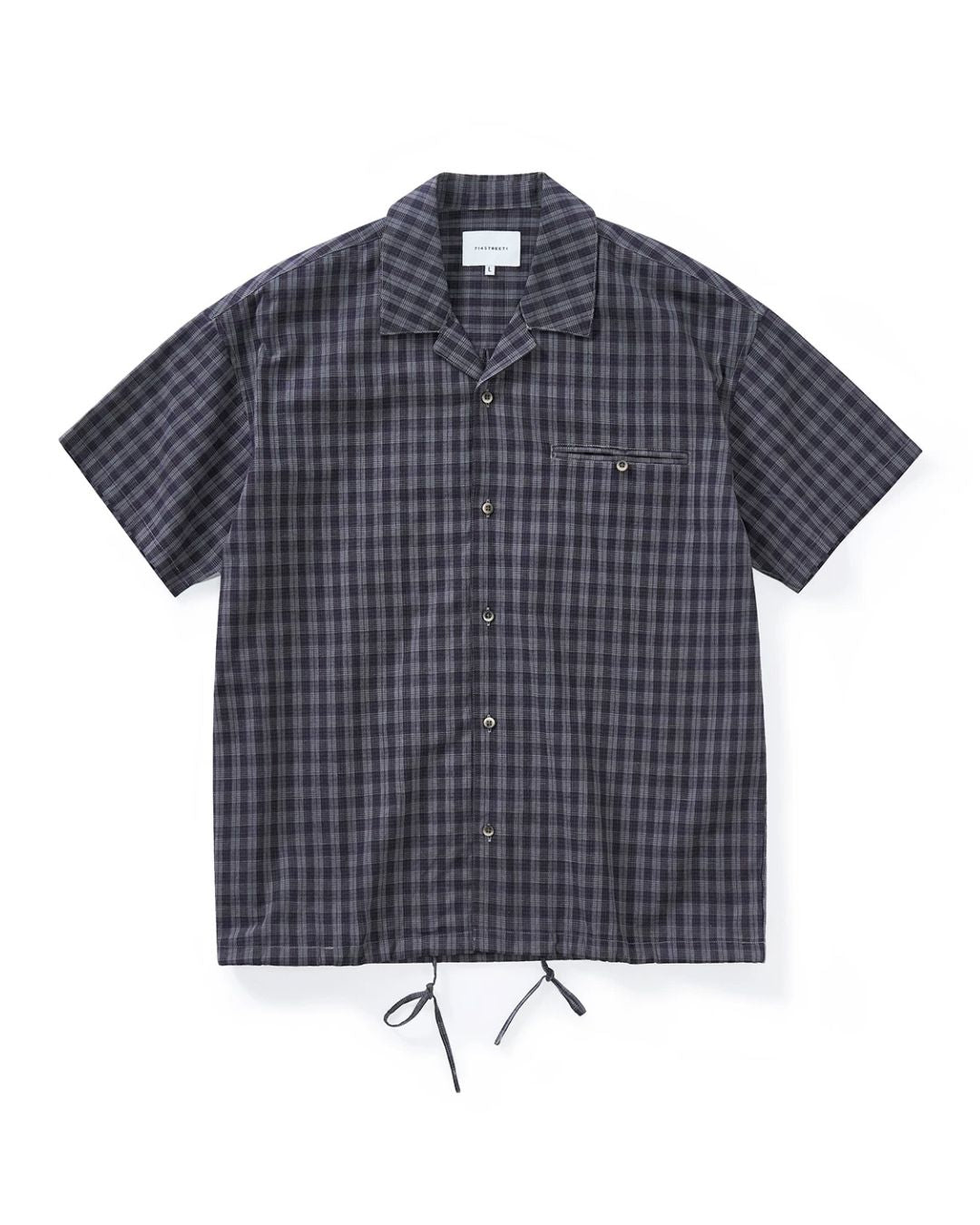 Open Collar Linen Check Shirt　SS083