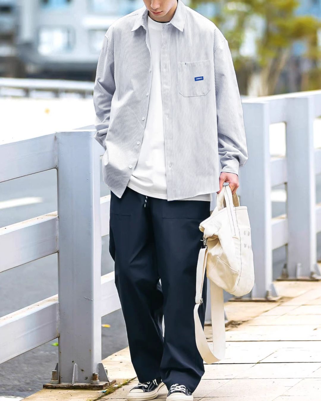 【10日以内お届け】Casual Striped Shirt　LS047