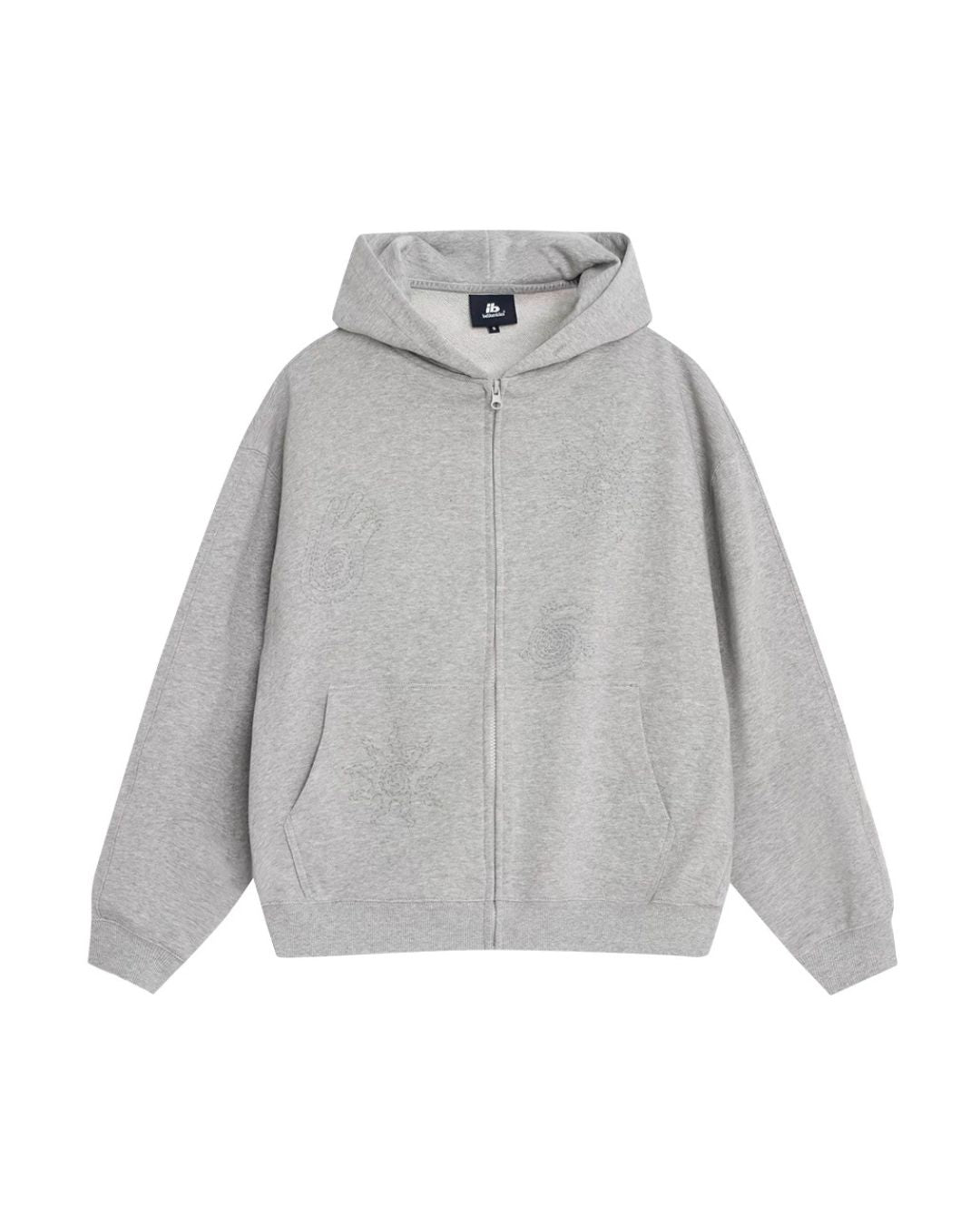 Tonal Embroidery Zip Hoodie　HD081
