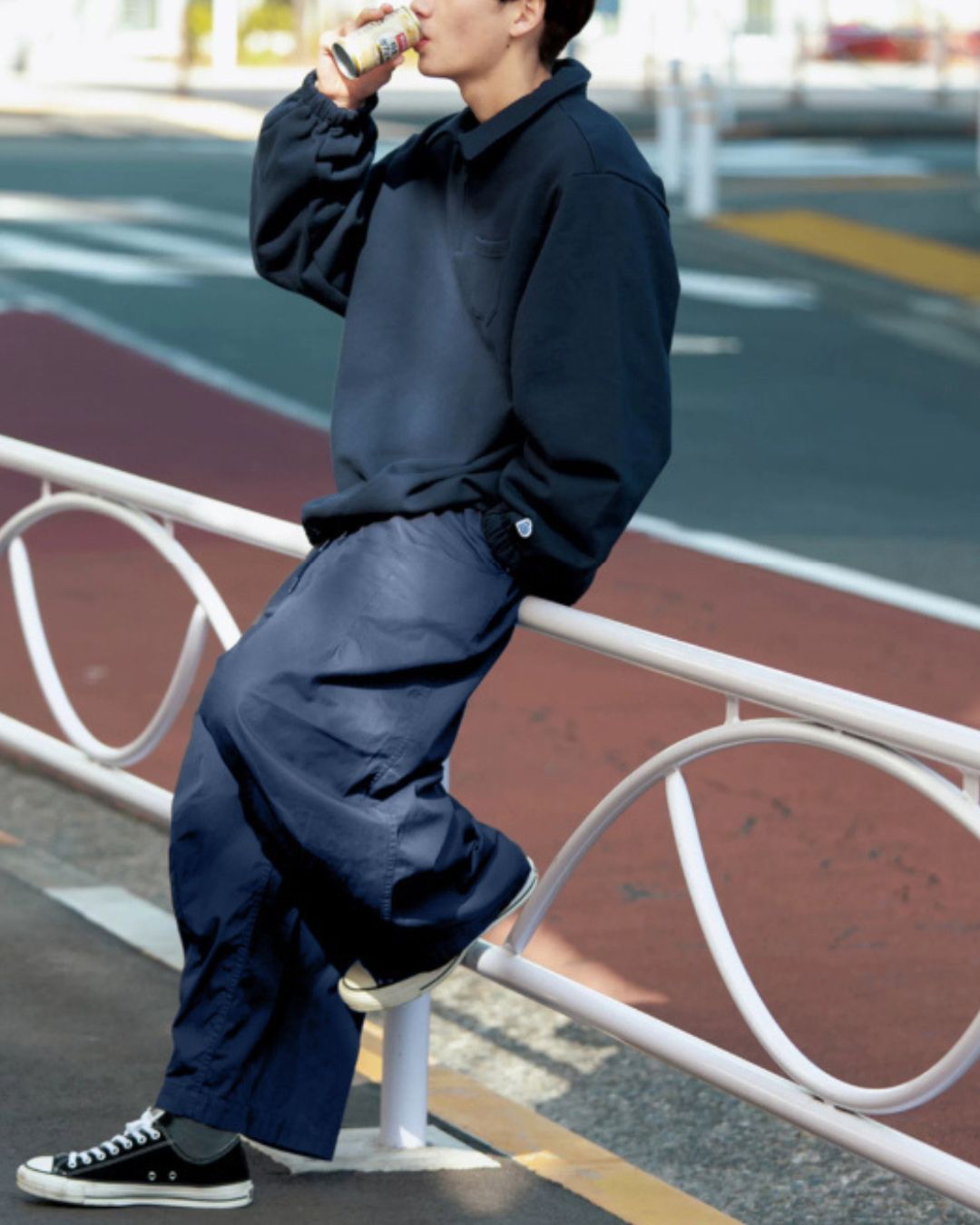 【10日以内お届け】Balloon Sleeve Half Zipper　SW009