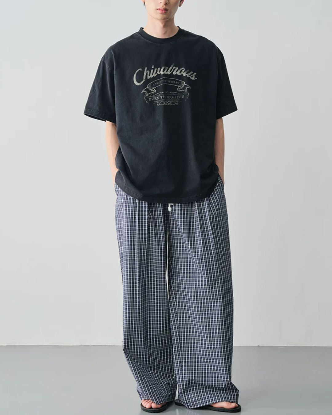 Washed Retro Print T-shirt　ST196