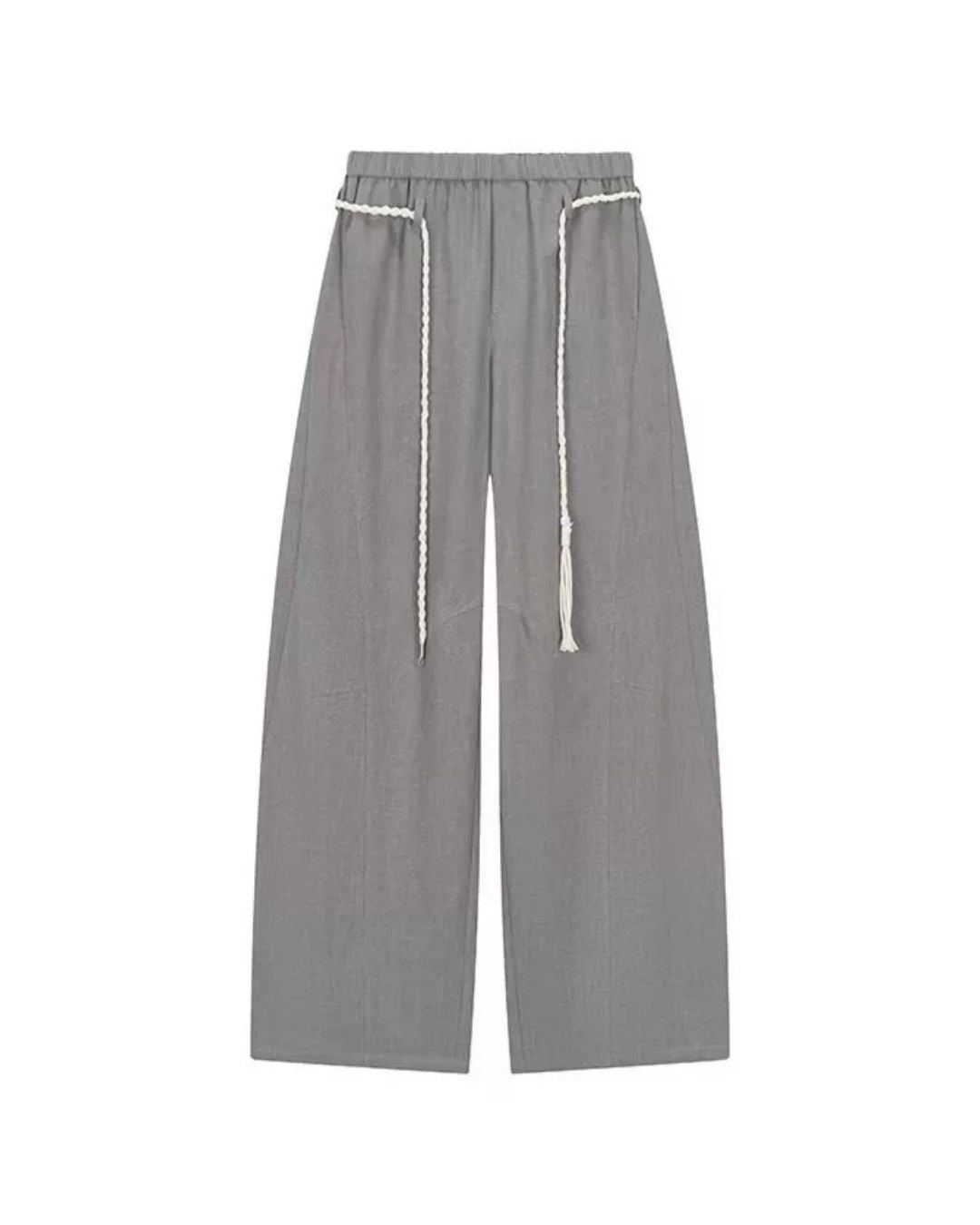 Tassel-Tie Curved Linen Pants　WP111