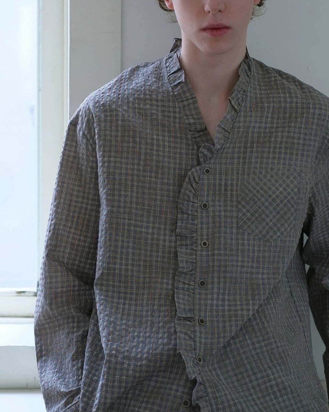 Ruffle Check Shirt　LS114