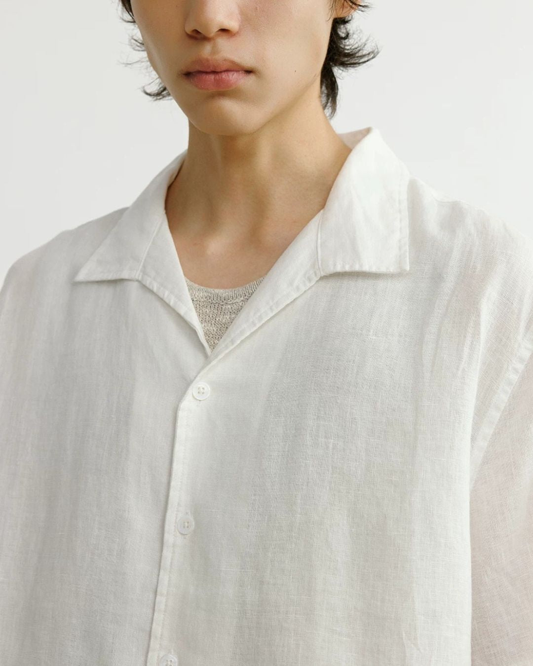 Natural Linen Open-collar Shirt　SS089