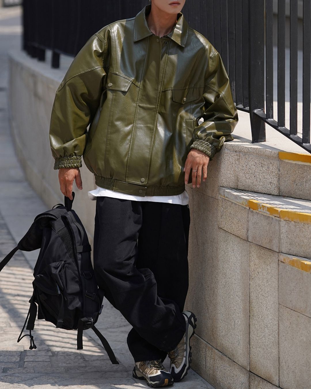 Oversize PU Leather Jacket　JK057