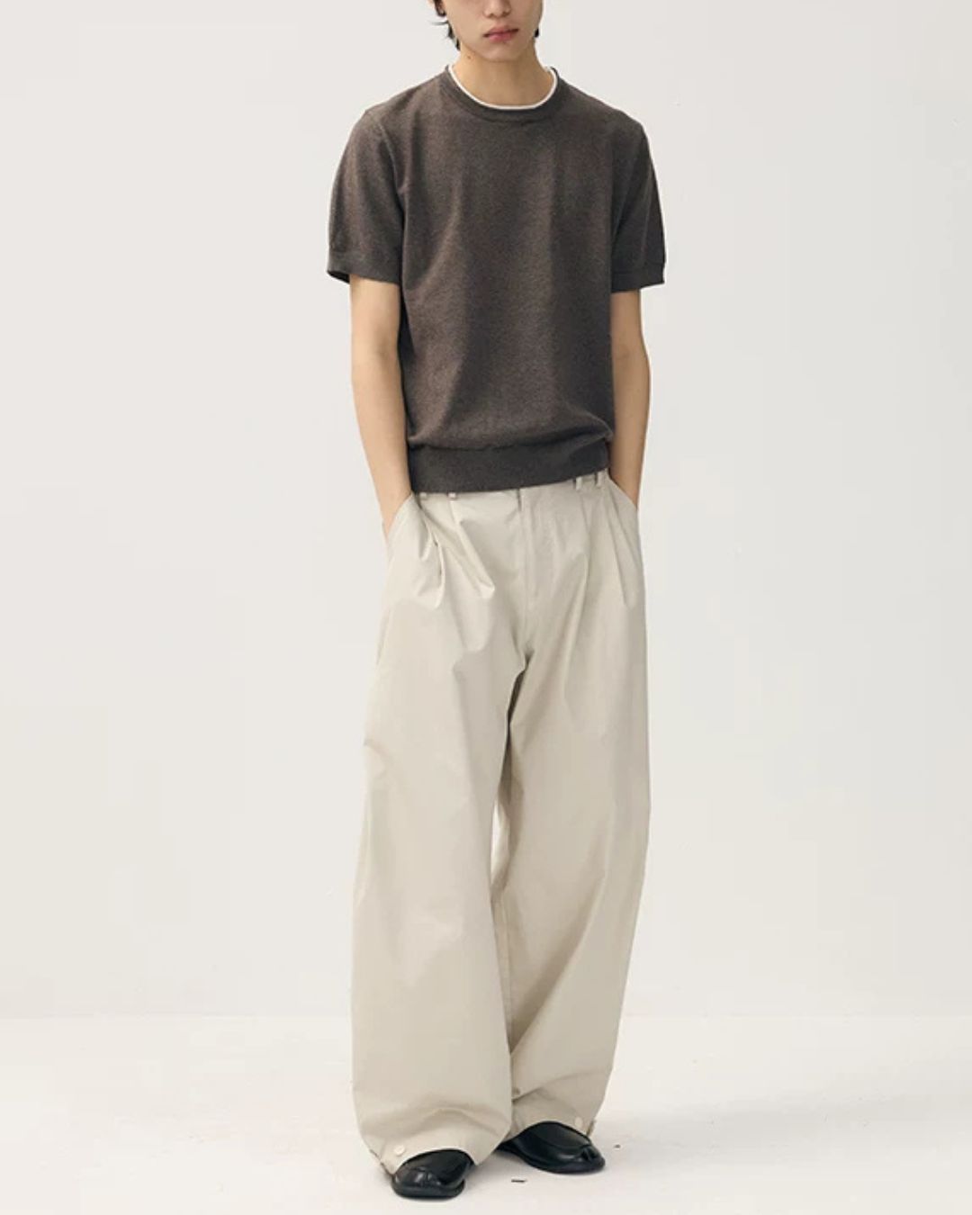 Hem Button Side Pleated Pants　WP104