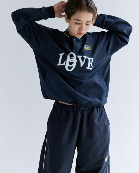 V-neck Half Button Logo Pullover　SW093