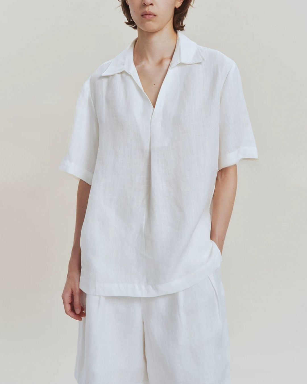 Linen Relaxed Skipper Shirt　SS095