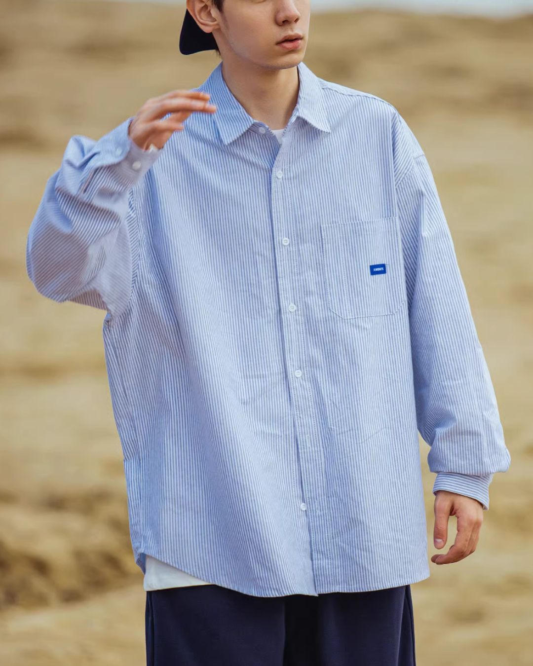 【一週間以内に発送】Casual Striped Shirt　LS047