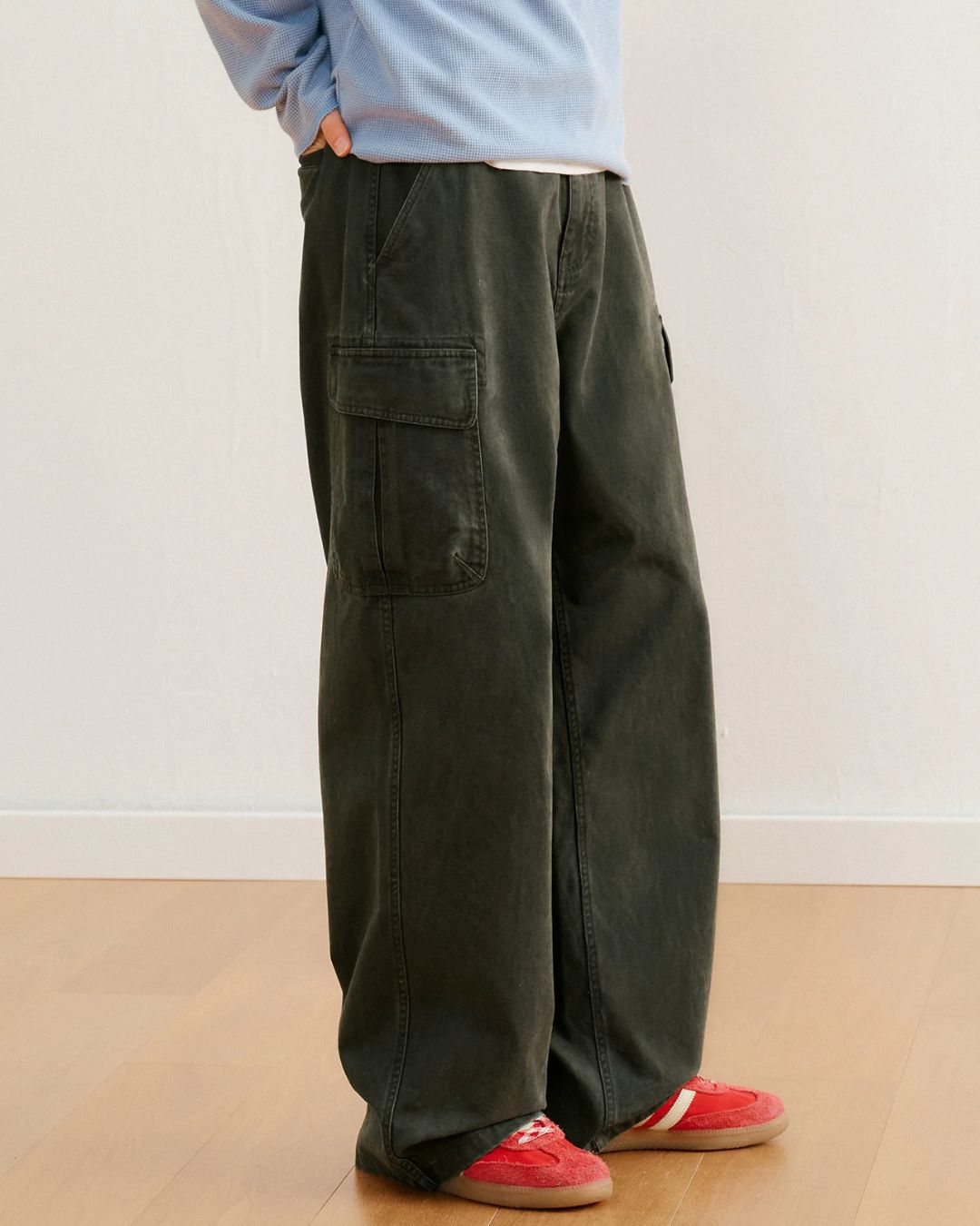 Washed Cargo Wide Pants　CP063