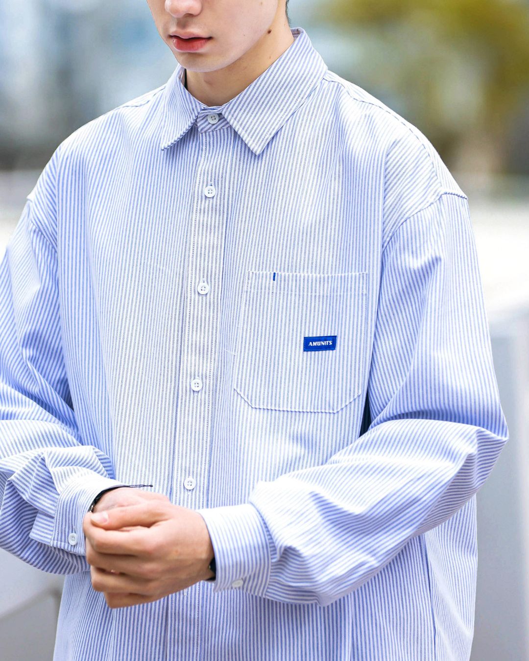 【10日以内お届け】Casual Striped Shirt　LS047