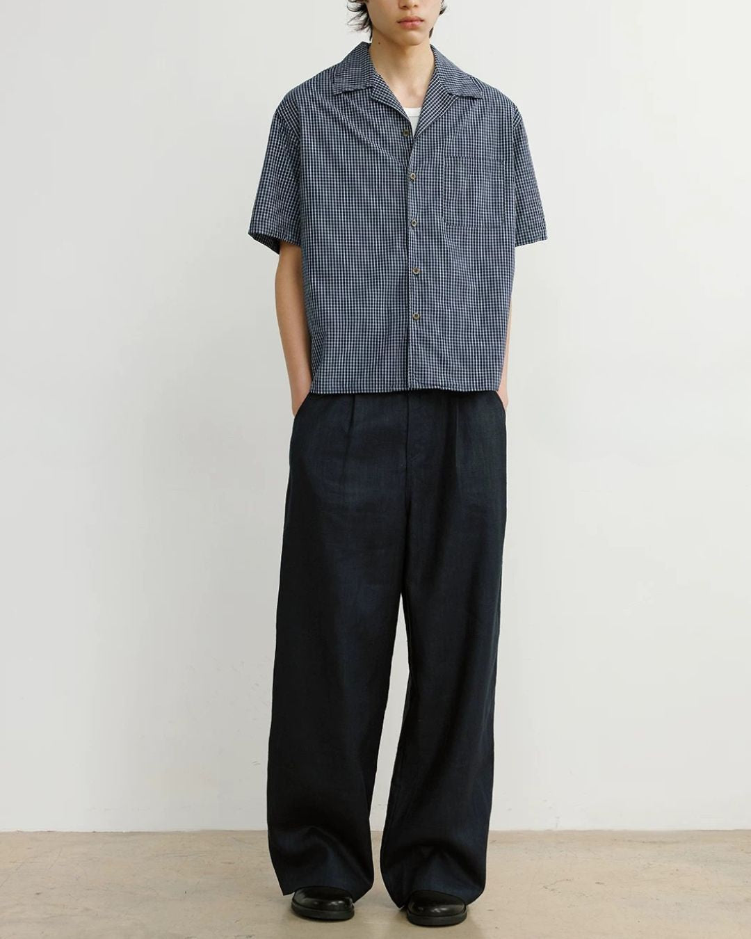 Gingham Check Open-Collar Shirt　SS090