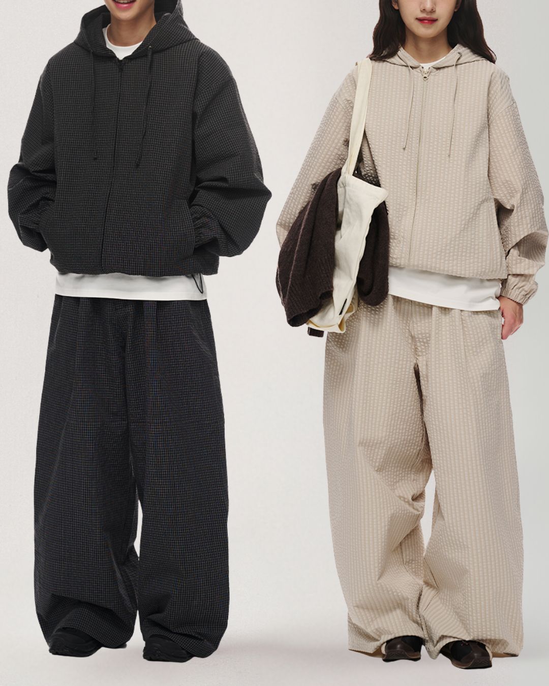 Tuck Wide Check Pants　WP083